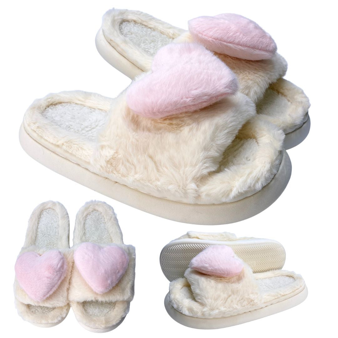 PANTUFLAS PELUCHE CORAZÓN