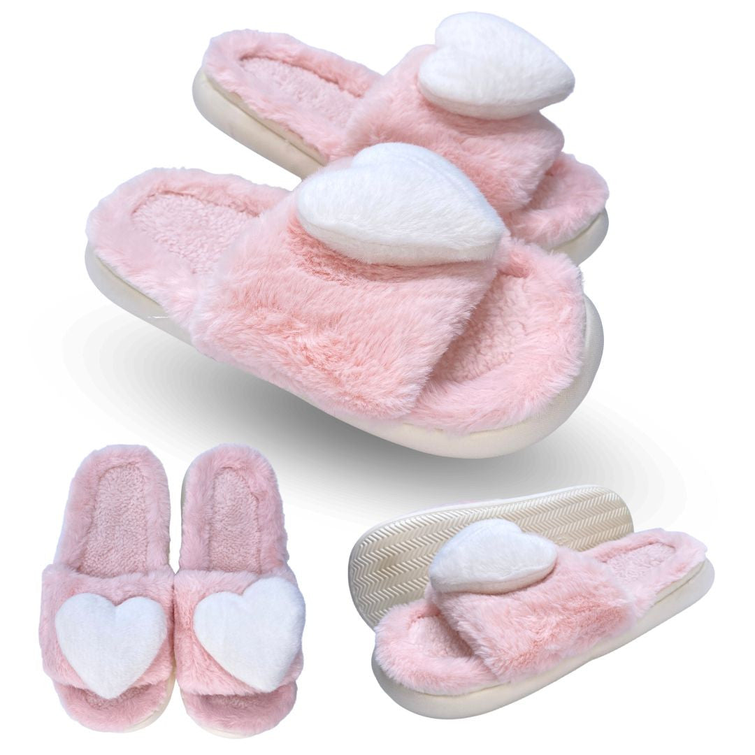 PANTUFLAS PELUCHE CORAZÓN